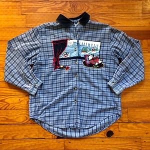 Vintage Holiday Button Down Blouse
